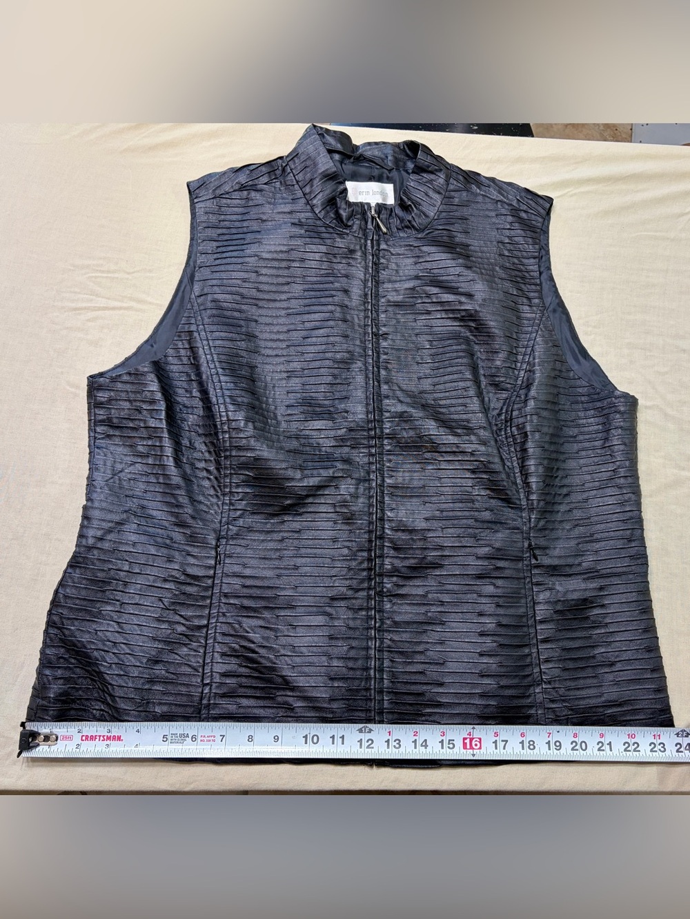 ERN LONDON Women's XXL Textured Zip Front Vest